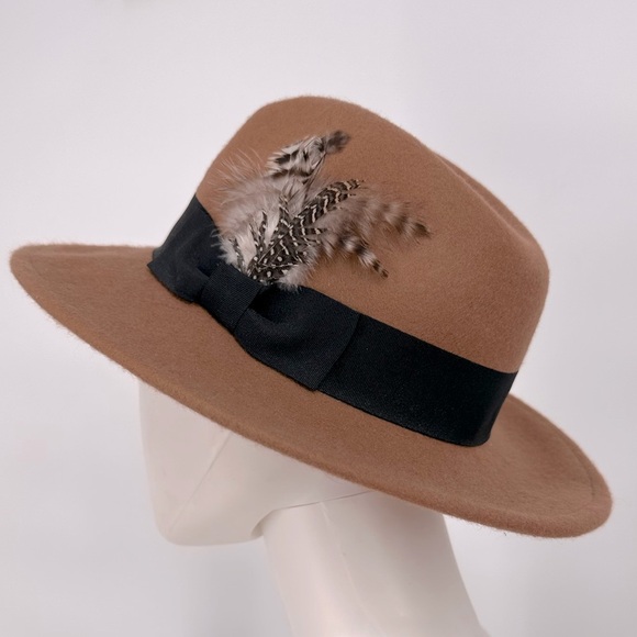 100% Wool Feather Detail Fedora - Picture 1 of 6